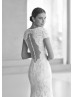 Beaded Exquisite Lace Dotted Tulle High Slit Sexy Wedding Dress